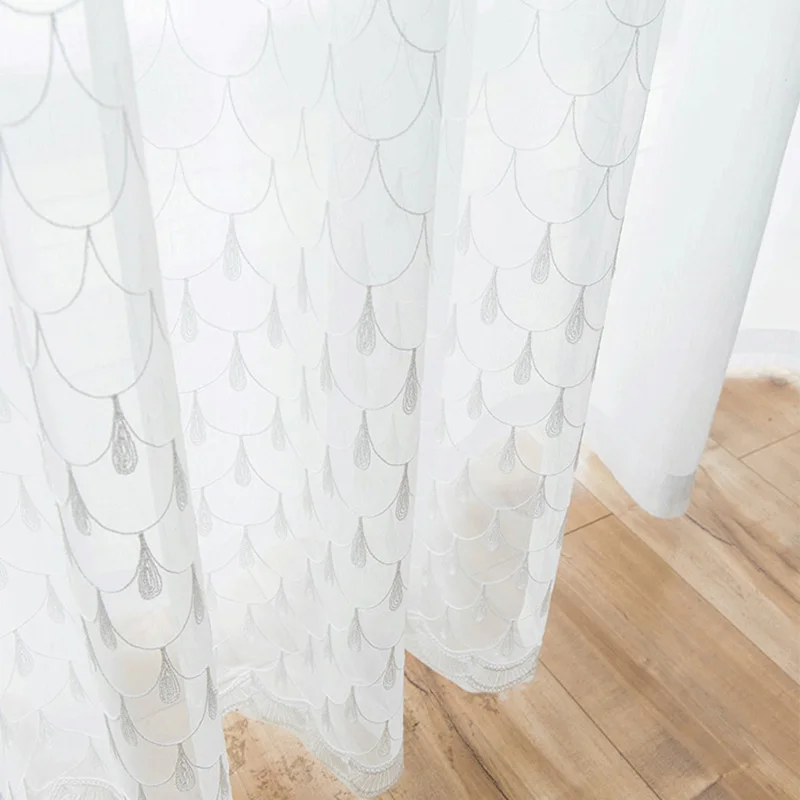 Белая прозрачная панель Геометрическая ткань занавеска окно спальня кухня вуаль жалюзи балкон Cortinas индивидуальный заказ M145#30 - Цвет: Tulle