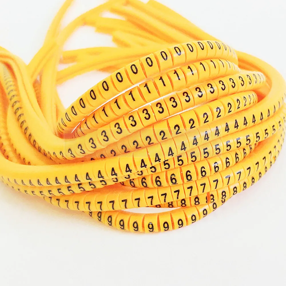 케이블 마커 와이어 라벨 EC-0 EC-1 500개 마크 번호 와이어 09 색상별 2.5 sqmm 절연 PVC 케이블 라벨 케이블 슬리브