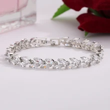 CARSINEL модный бренд Шарм серебристый цвет прозрачный кристалл кубический циркон 6 цветов лист браслет ювелирные изделия для женщин свадебный подарок