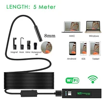 8 мм Wifi эндоскоп Android/IOS/PC бороскоп водонепроницаемый объектив 8 Светодиодный светильник эндоскопическая HD камера Мягкая трубка Wifi эндоскоп камера