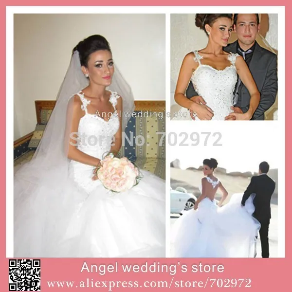 

Mermaid Wedding Dress Appliques Tulle Vestidos Sexy Bridal Gown Long Train Sheer Back Noiva for Feminino casamento