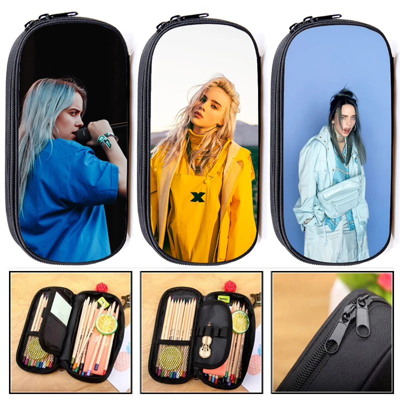 Косметический Чехол Billie Eilish s, сумка-карандаш для женщин, косметички для девочек-подростков, футляр для карандашей, школьный чехол, принадлежности