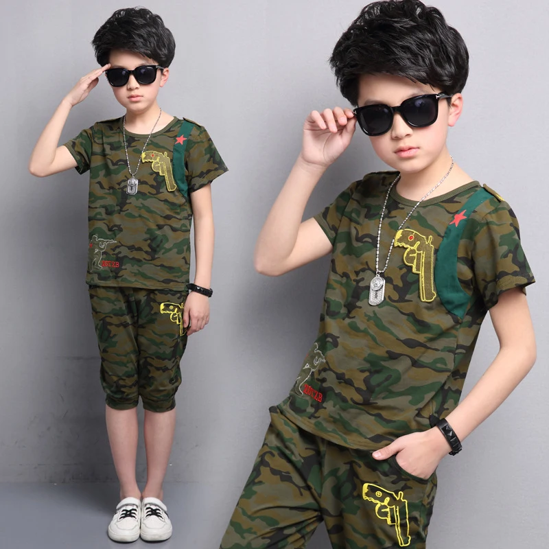 Aalizzwell Toddler Little Boys Short Sleeve T-Shirt Camouflage Shorts Set Summer Clothes Outfits 