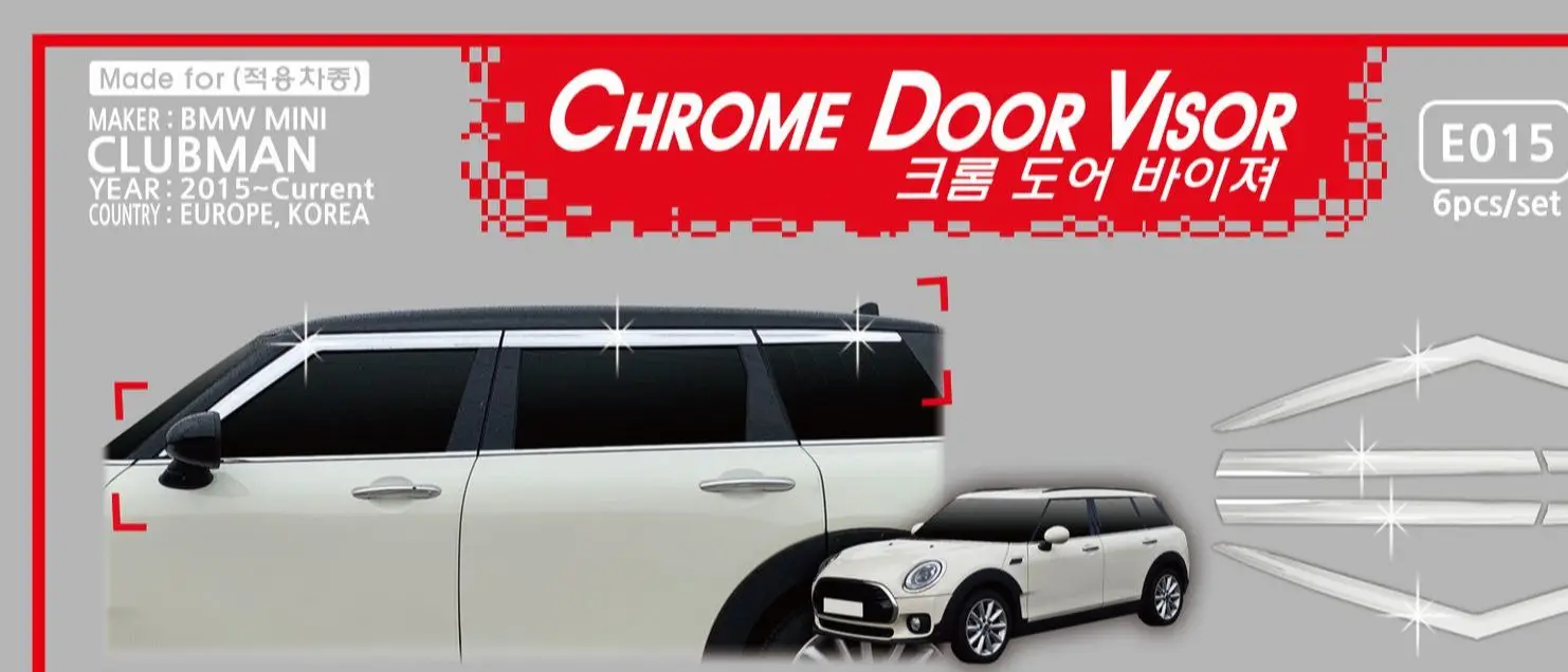 PROD 1005002384153063 Chrome door visor side window deflector shade sun
rain shield silver trips eaves for MINI Clubman 2015