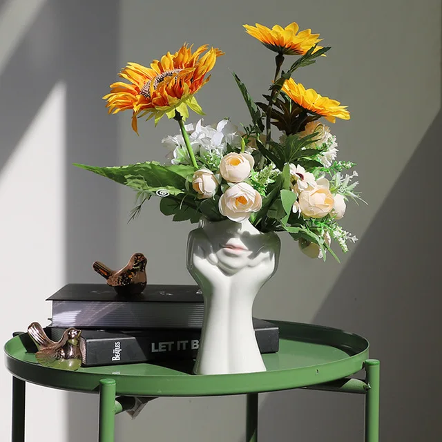 

Modern Human Face Ceramic Vase Flower Arrangement Home Livingroom Desktop Furnishing Decoration Bookcase Cafe Ornaments Crafts