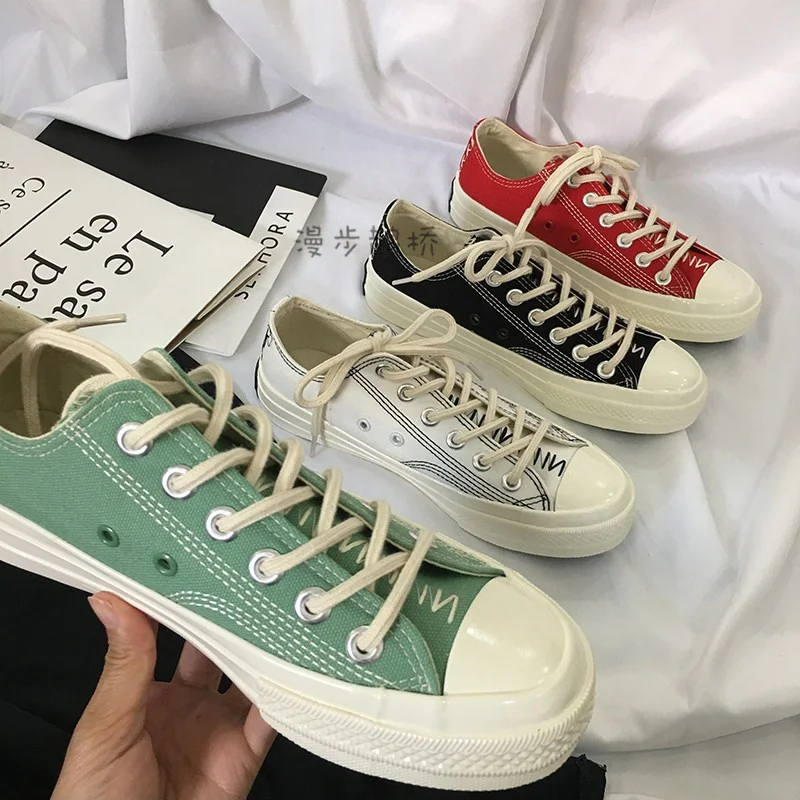 

2019 OLOMLB Peppermint Green Harajuku Style Unisex Canvas Shoes Fashion Men Casual Shoes Solid Flat Sneakers