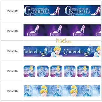 

HSDRibbon 3 inch 75mm Cinderella theme design Heat transfer printed Grosgrain Ribbon