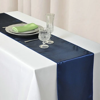

10Pcs Navy Blue Satin Table Runner 12 X 108Inch Wedding Party Supply Event Favours Home Anniversary Decoration 30Cm X 275Cm