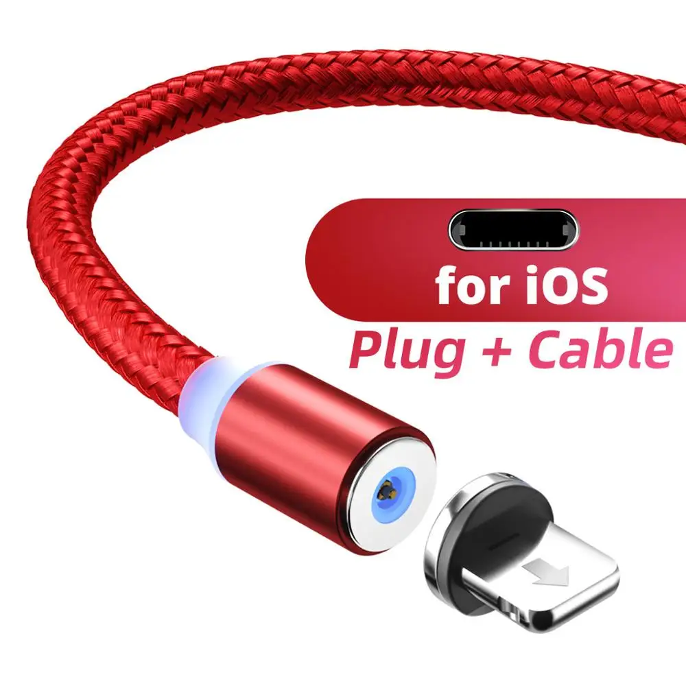 Магнитный зарядный кабель FONKEN Micro USB type C для быстрой зарядки XIaomi huawei samsung, магнитный кабель для Iphone 11pro Max - Цвет: for iphone red