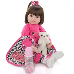60 см больших размеров силиконовый виниловый Reborn кукла игрушка Реалистичная принцесса младенцы с кошкой тема живой Bebe девочка подарок на