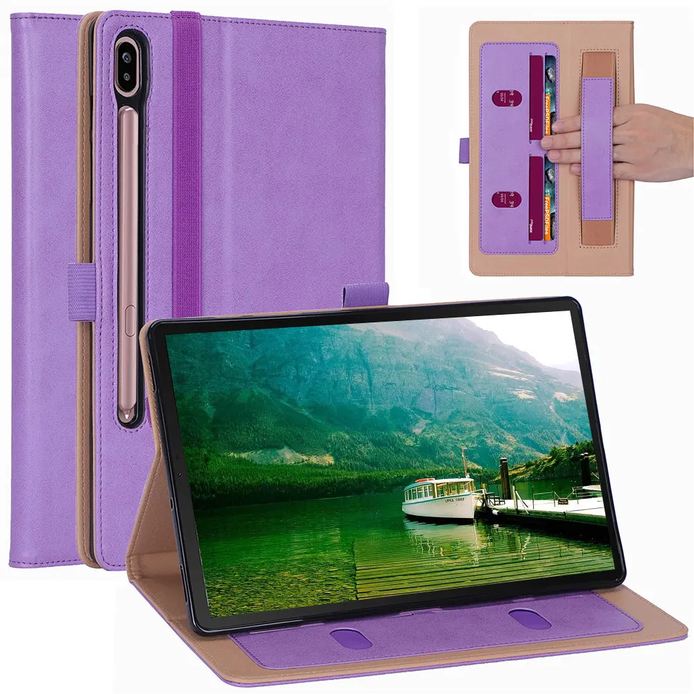 Флип-чехол из искусственной кожи с подставкой для Samsung Galaxy Tab S6 10,5 дюймов SM-T860 SM-T865 чехол бизнес Авто Режим сна смарт-чехол - Цвет: Purple