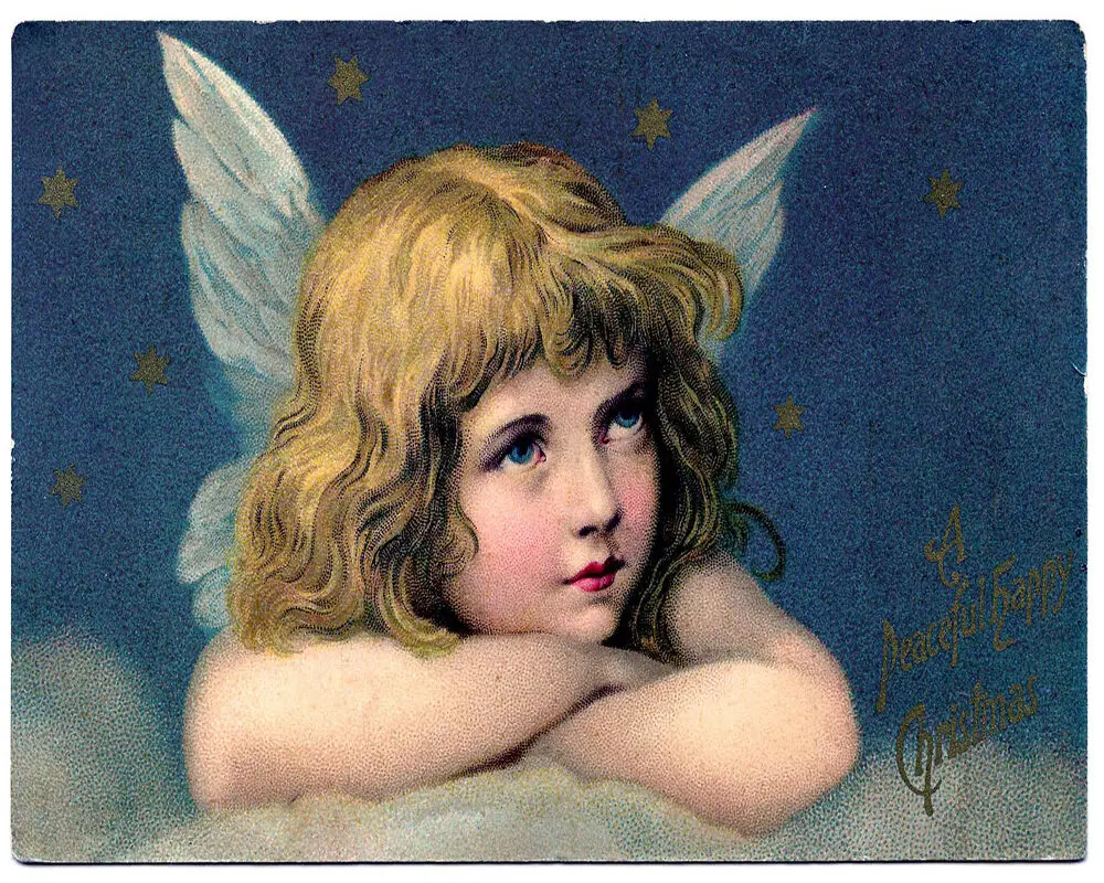 

Christmas Angel Wings - VINTAGE Art Film Print Silk Poster Home Wall Decor 24x24inch