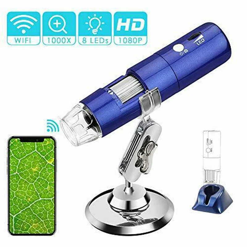 

Newest HD 1080P WIFI Digital 1000x Microscope Magnifier Adjustable Camera with 8 Leds for Android ios iPhone iPad Smart phone