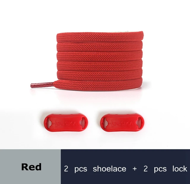 Reticulated Woven Elastic Shoe Laces Flat buckle Lock No Tie Shoelaces Sports Competition Take A Walk Sneakers Lazy Lace Red