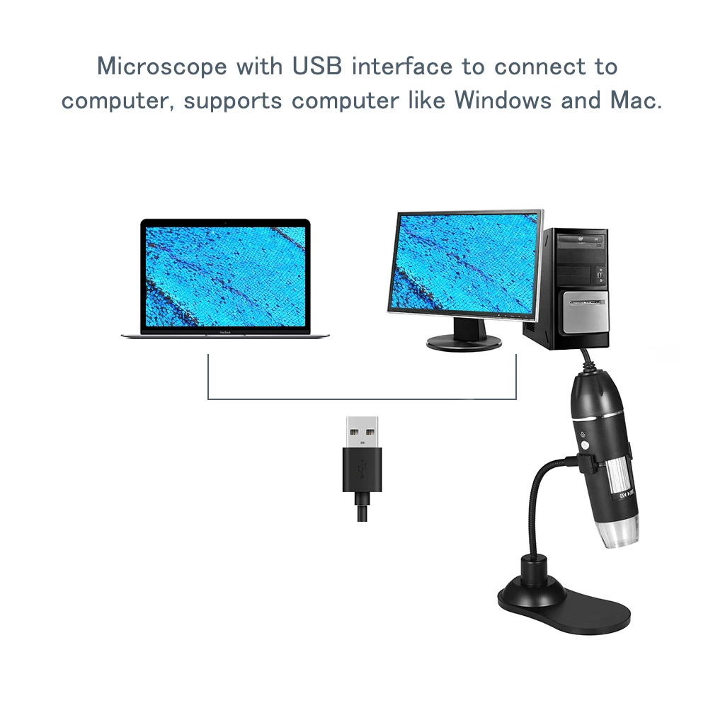 Цифровой 1000X увеличительный микроскоп USB Ручной и настольный Лупа 0.3MP камера 8-светодиодный свет увеличительное стекло