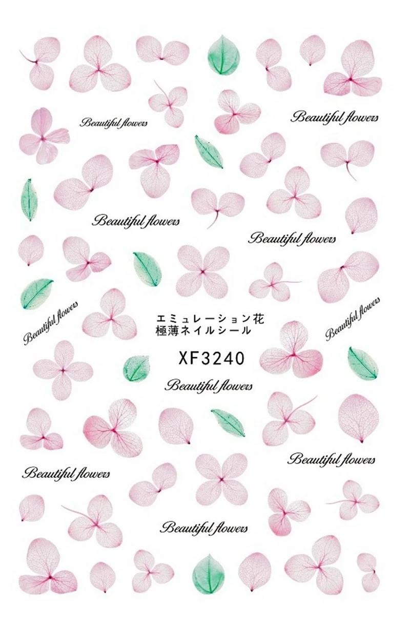 3240 FlorVida 1 шт. сушеные вечные Цветочные наклейки s для маникюрные украшения ногти художественная наклейка клейкие кончики для ногтей переводная наклейка на ногти - Цвет: 3240