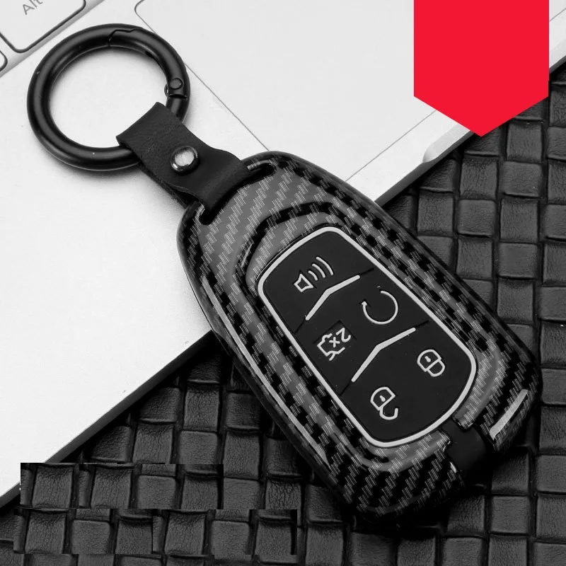 5button CarbonBlack Углеродное волокно сплав+ силиконовый автомобильный корпус умного ключа Крышка для Cadillac ESV Escalade CTS XTS SRX ats CT5 XT5 XT6 - Название цвета: 5button CarbonBlack