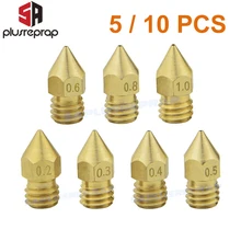 5/10 pièces MK8 laiton buse 0.2MM 0.3MM 0.4MM 0.5MM extrudeuse tête d'impression buse pour 1.75MM CR10 CR10S Ender-3 3D imprimante accessoires