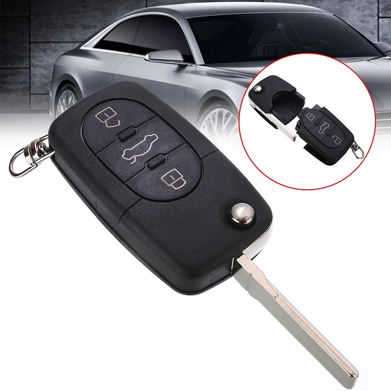 1pcs Car Key Blade Cover 3 Button Remote Key Fob Shell Case HAA Key Blade Fit For Audi A2 A3 A4 A6 A8 TT