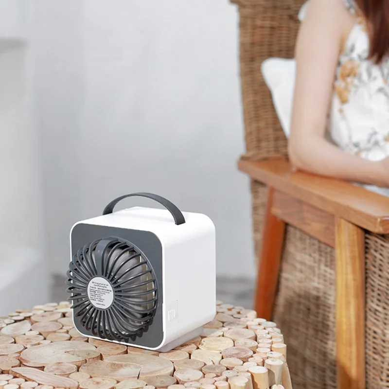 

Mini Negative Ion Air Conditioning Fan with Water Tank Desktop Desk Fan Creative Portable Small Fan Vertical Type Gift Fan