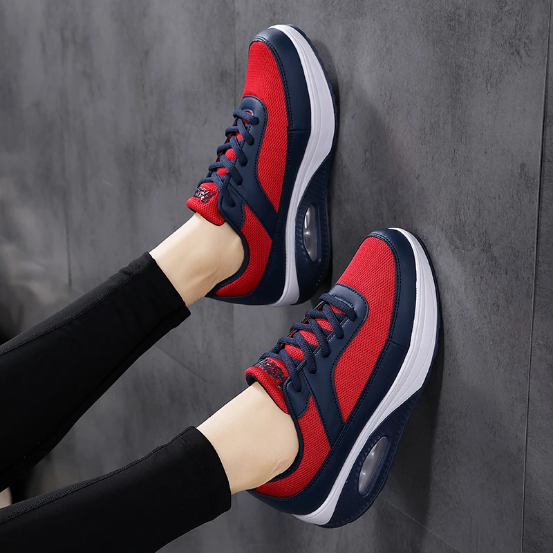 New Sport Women Toning Sneakers Flat Platform Outdoor Ladies Walking Shoes Blue Purple Women Thick Sole Fitness Shoes