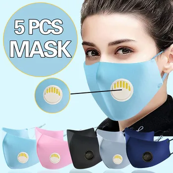 

5pcs Respirator Mouth Muffle Face Cover Outdoor Dustproof Anti-fog Safety Protect Face Mask Breathable Reusable Mouth Mask