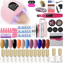 24 Вт/30 Вт/36 Вт УФ светодиодный Набор лаков для ногтей с замачиванием на выбор, 12/10 цветов, Набор лаков для ногтей, верхнее покрытие, маникюрный набор, набор для дизайна ногтей