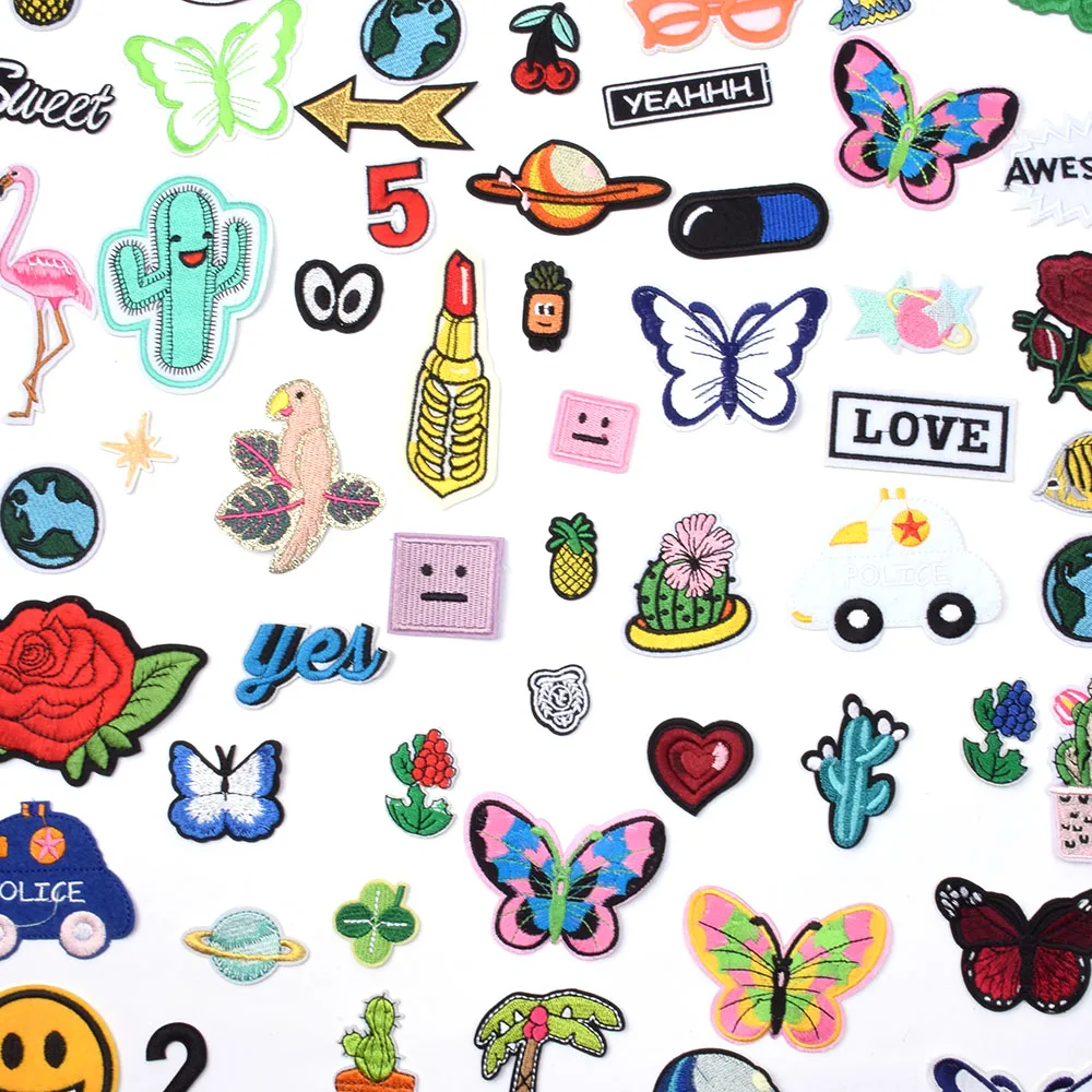 Random Mix DIY Cartoon Pattern Iron-On Patches Embroidery Cloth Chapter Decorative Stickers scrapbook