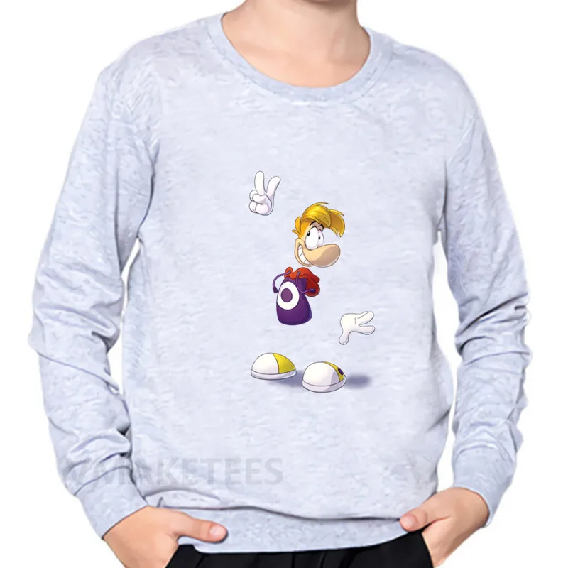 Детские толстовки с капюшоном с принтом «Rayman Legends adventures» для мальчиков и девочек детские осенние Топы, забавная одежда для малышей KYT5204 - Цвет: 5204D-Gray