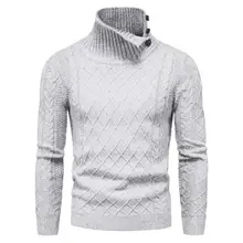 

Men Knitted Sweater Autumn new style men's knitted sweater high neck button long-sleeved sweater bottoming shirt for Daily Wear