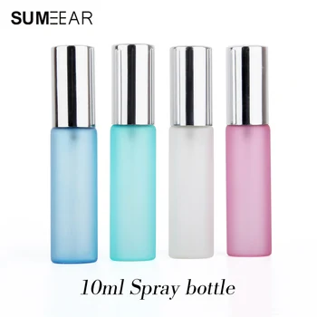 

50pcs 10ml Frost Glass Spray Perfume Bottle Aluminum nozzle Perfume Empty Containers Makeup Packaging Color frosting bottle