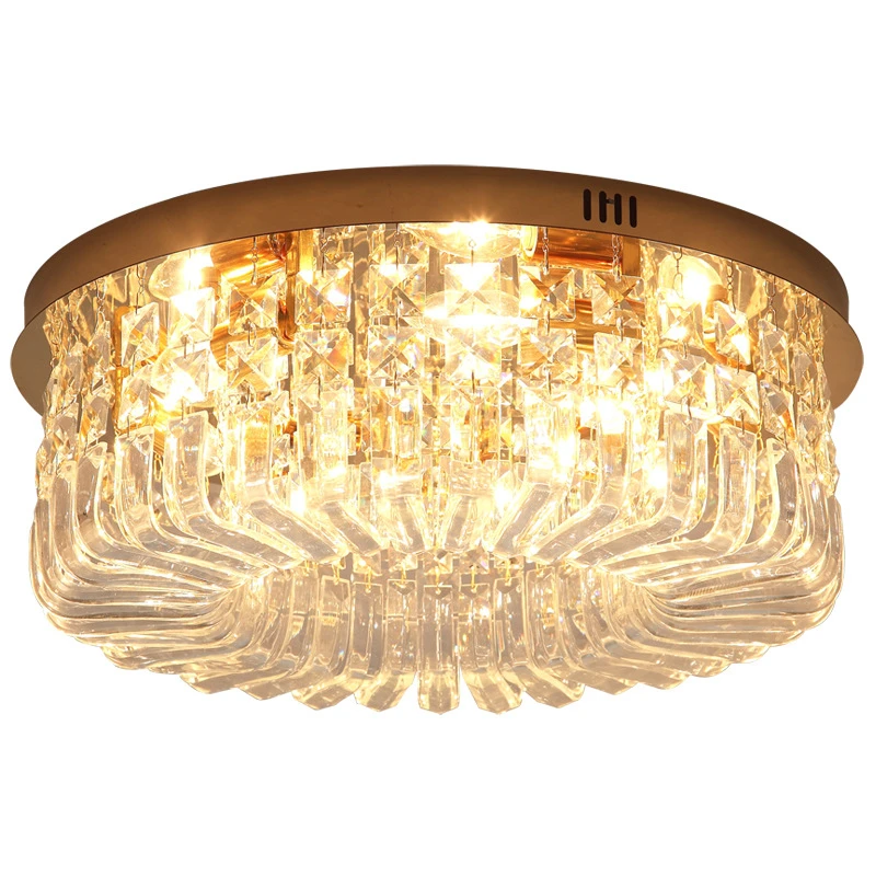 

Nordic Led Crystal Ceiling Lights Modern Golden Living Room Decoration Round Ceiling Chandelier Lamp Indoor Decor Hanging Lamps