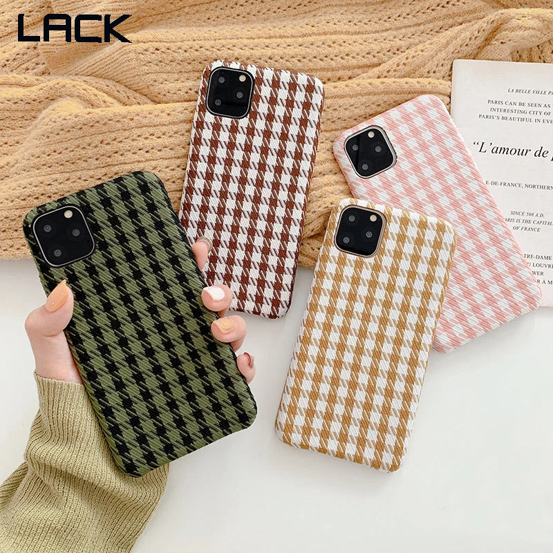 

LACK Warm Plaid Cloth Fabric Simple Phone Case for Iphone11 Cases For iphone 11 Pro Max 7 8 plus X XSMax XR Back Cover