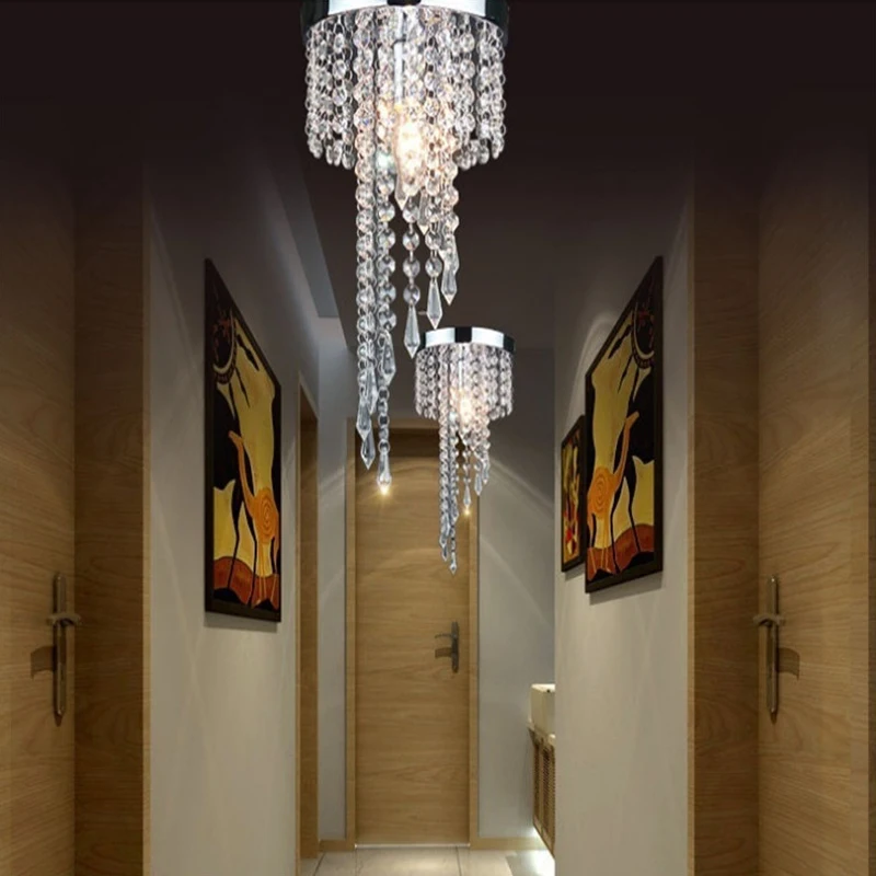 Modern Chrome Lustre Led Crystal Ceiling Lights Lighting Fixture Ceiling Lamp Crystals Aisle Lights