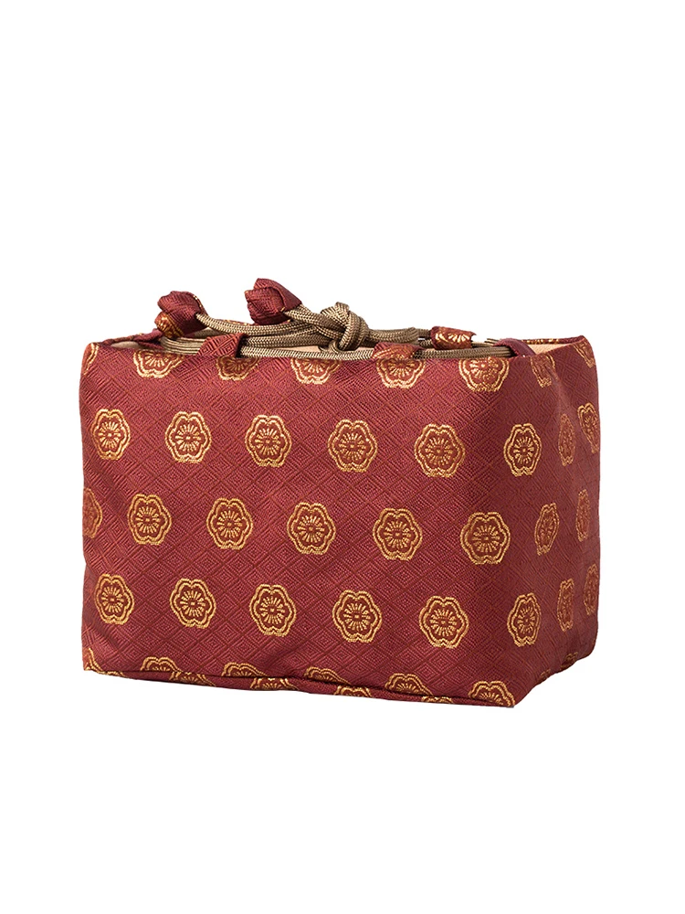Chinese Style Traditional Retro Yunjin One Pot Two Cups Portable Storage Bag Travel Teapot Teacup Storage Bag Tea Tools LB444