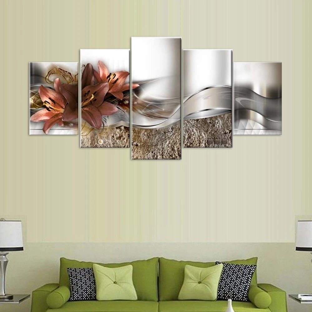 5pcs Modern Canvas Printed Oil Painting Living Room Picture Decor Unframed 