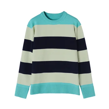 

Women Sweater 2020 Spring New Wide Stripe Knit Pullover Round Neck Sweater Comfortable Casual