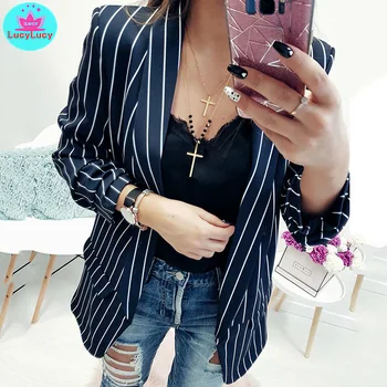 

Spring and Summer Leisure Fashion Small Suit Long Sleeve Stripe Women's Jacket in Europe and America in 2019