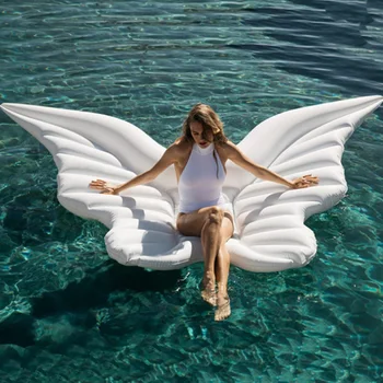 

Giant PVC Angel Wings Floating Row Gold White Lie-On Inflatable Water Mattress Inflatable Swimming Floating Bed for Adult Child