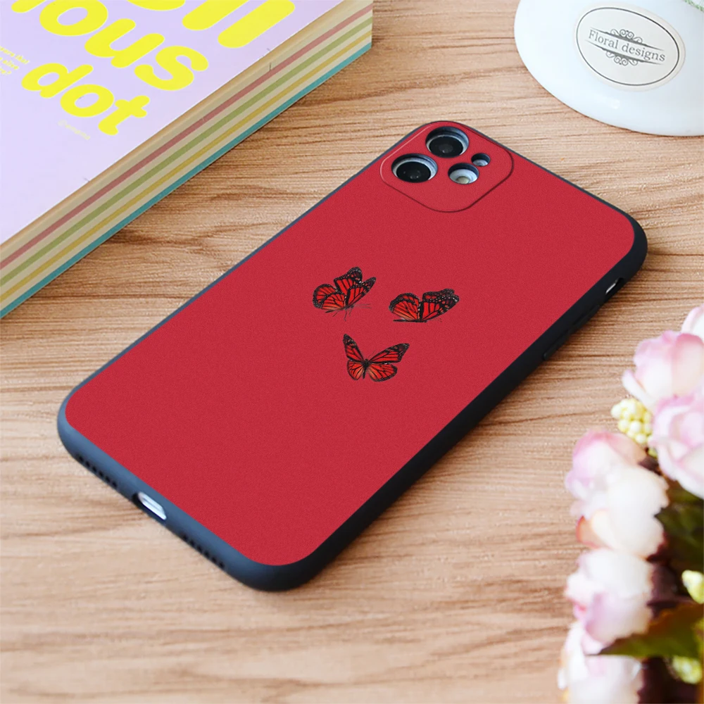 

For iPhone Butterfly Art Design Print Soft Matt Apple iPhone Case 6 7 8 11 12 Plus Pro X XR XS MAX SE
