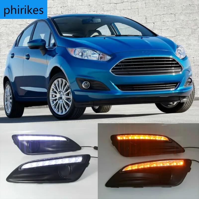 

1 пара дневные ходовые огни для форд фиеста 2013 2014 2015 2016 Габаритные огни противотуманная фара крышка Тюнинг автомобилей белый дневной свет