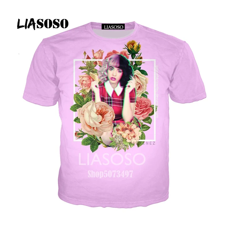 LIASOSO New 3D Color Printing Singer Melanie Martinez Women Men T-shirt Casusl Fashion Summer O-Neck Short sleeve