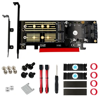 

Upgrade Version 3 in 1 Msata and M.2 NGFF NVME SATA SSD to PCI-E 4X and SATA3 Adapter with Cooling Heat Heatsink