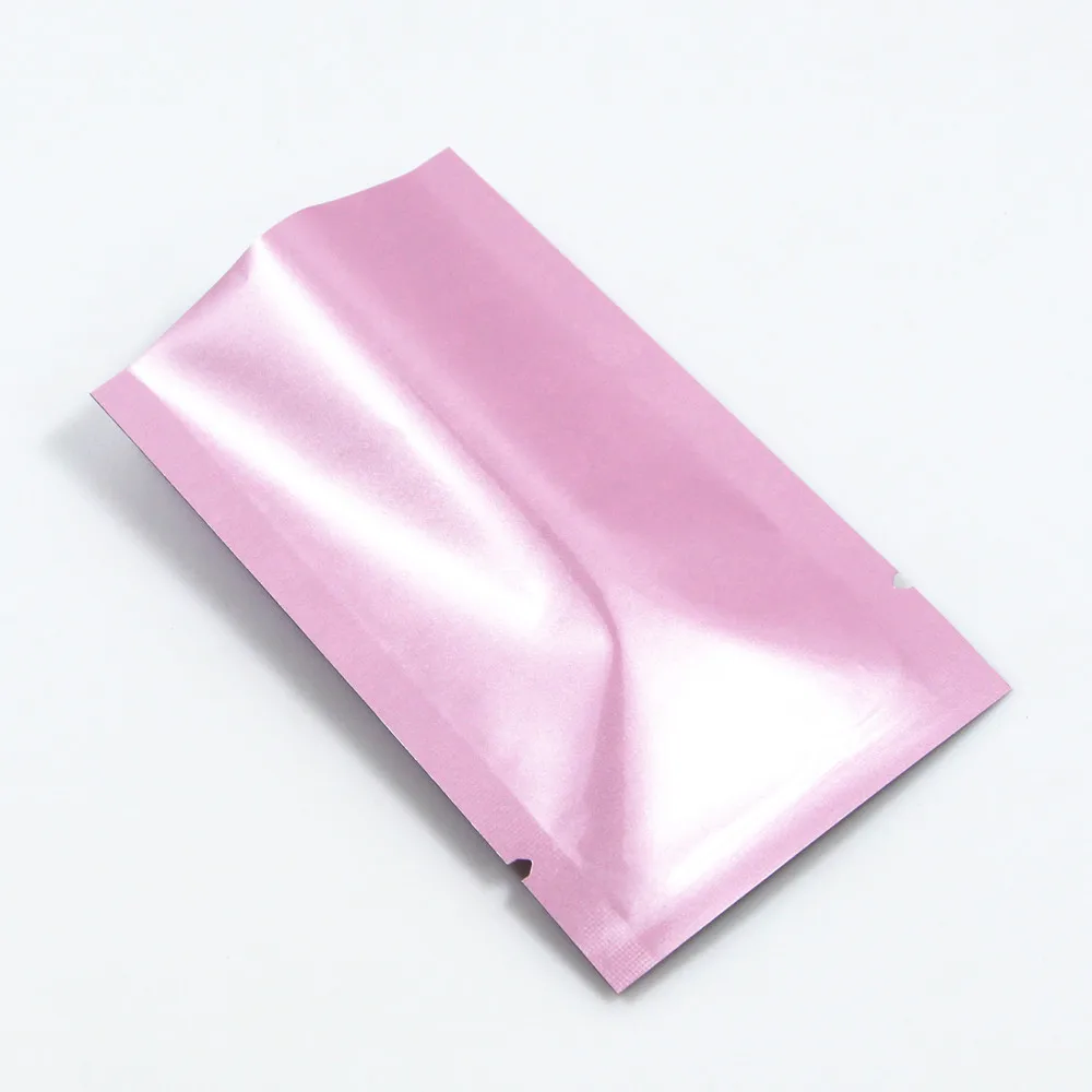 Glossy Pink 300 шт./лот с открытым верхом пакеты из фольги майлар тепла герметичная вакуумная алюминиевая упаковка мешки Kithcen закуски Конфеты Шоколад специй пакеты для хранения - Цвет: Glossy Pink