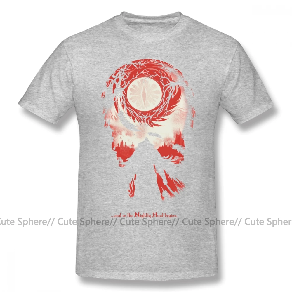 Dark Souls футболка и так Ночная охота начинается футболка с коротким рукавом Милая футболка хлопковая Летняя мужская футболка с принтом больших размеров - Цвет: Gray
