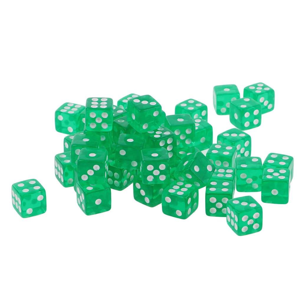 50X 6 Sided Dice D6 Polyhedral Dice 12mm For Dungeons And Dragons Green New