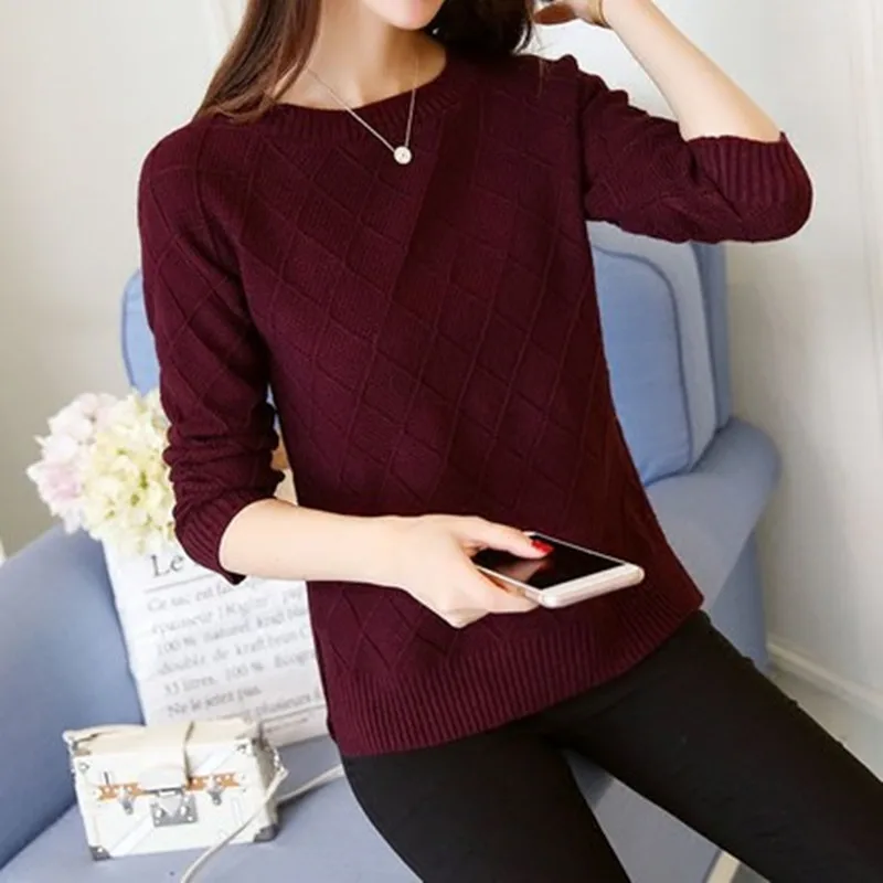 Осень новые женские свитера с длинными рукавами женские свободные вязаные свитера с коротким низом блузки пальто - Цвет: see chart