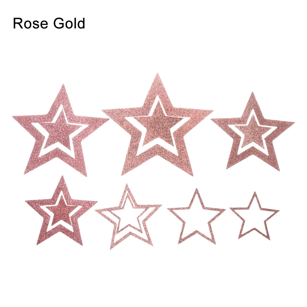 Rose Gold 7 шт./компл. Мода розовое золото шампанское Бумага гирлянда блеск Звездная пудра баннер стены полый кулон Свадебные украшения поставки - Цвет: Rose Gold