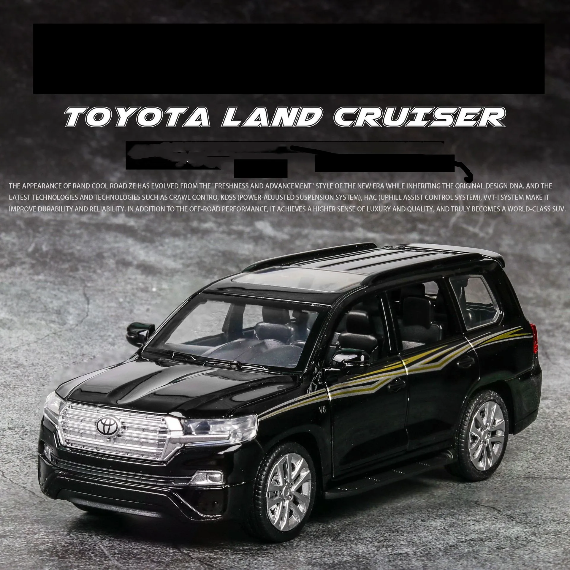 Высокое качество 1:32 Toyota Land Cruiser модель сплава, моделирование литья под давлением звук и свет обратно силы внедорожной модели