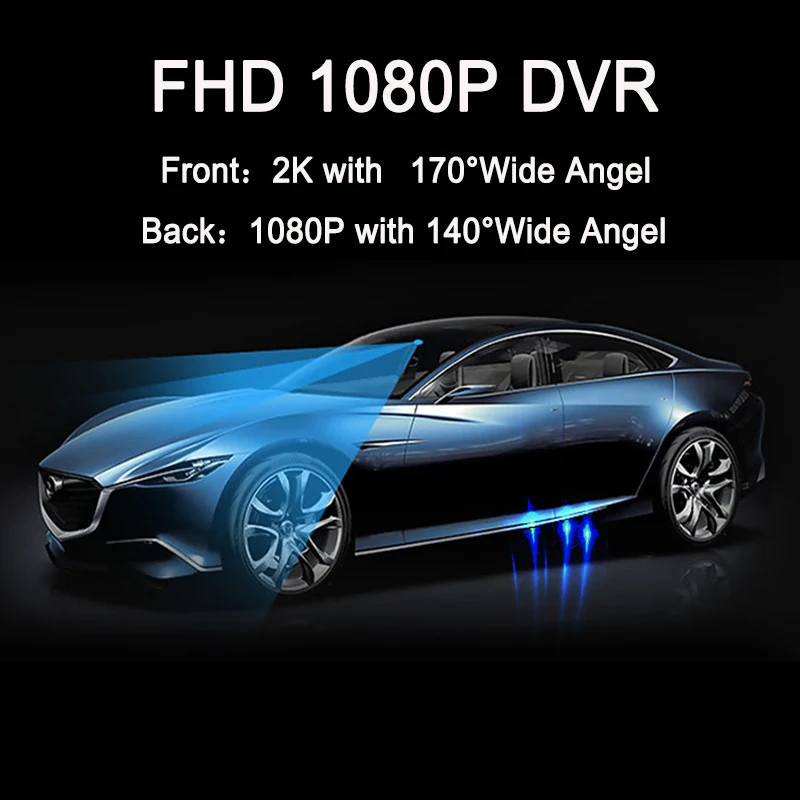 2K зеркало заднего вида DVR Автомобильная камера 1080P DSM Cam 12 дюймов ночное видение двойной объектив видео рекордер камера заднего вида